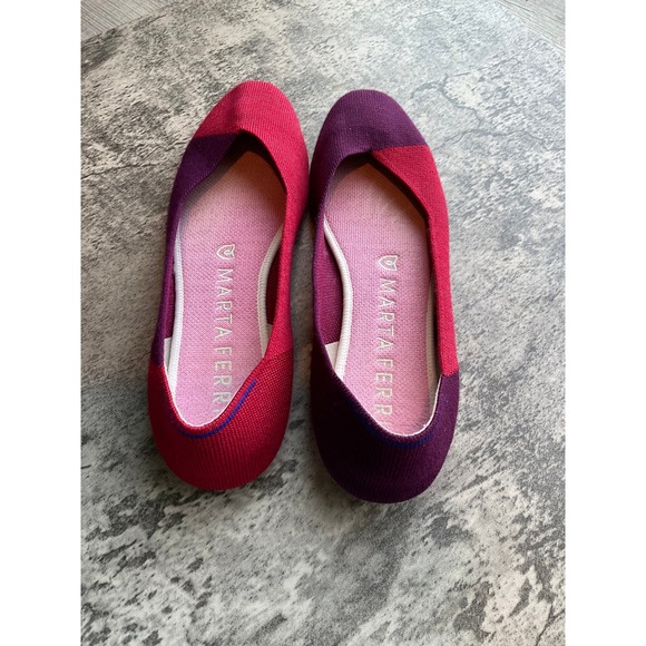 Rothy's Marta Ferri Merino wool Cherry Violet Block Slip-On Round Flats size 10 - Picture 2 of 4